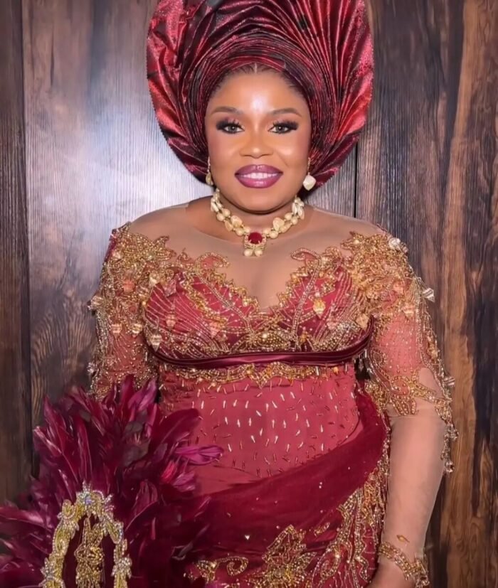 NIGERAIN RED COLOUR CRISTAL GEORGE FABRIC - Image 1