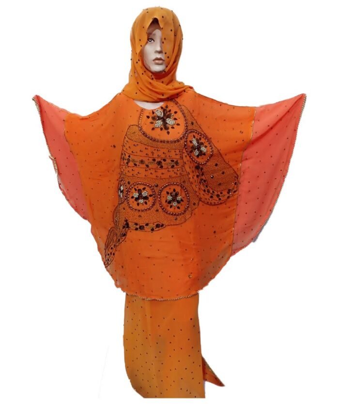 ORANGE COLOR AFRICAN PONCHO - Image 1