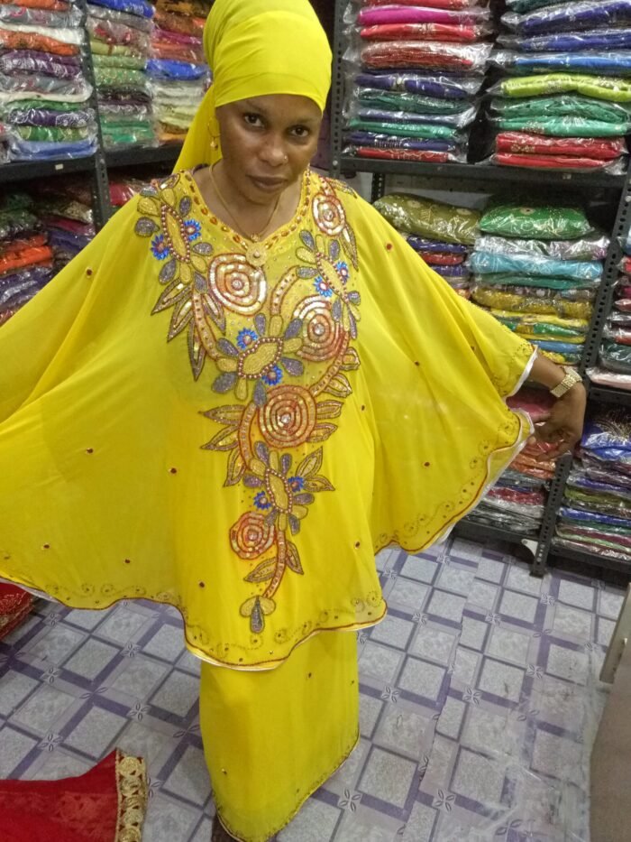 YELLOW COLOR AFRICAN PONCHO - Image 1