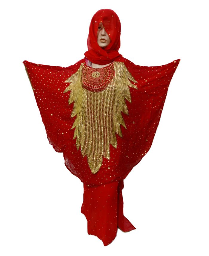 Red Color African Poncho - Image 1