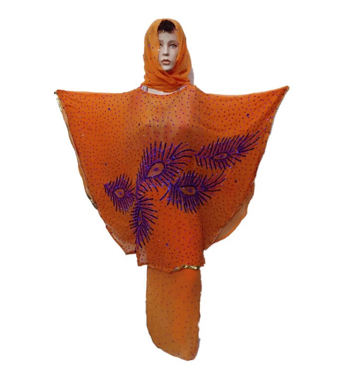 ORANGE COLOR AFRICAN PONCHO - Image 1
