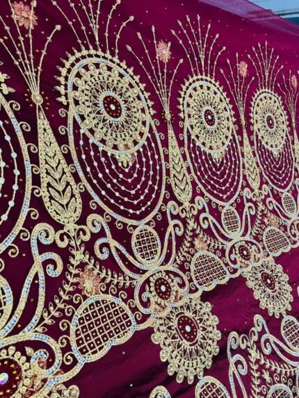 NIGERAIN NEVI BLUE BEADED GEORGE FABRIC