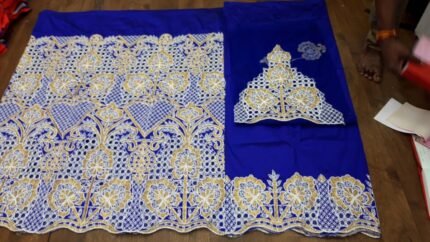 NIGERAIN BLUE COLOUR BEADED GEORGE FABRIC