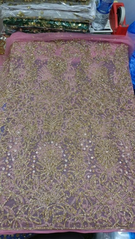NIGERAIN JAMUNI COLOUR BADED GEORGE FABRIC