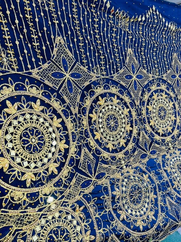 NIGERAIN BLUE COLOUR BEADED GEORGE FABRIC - Image 1