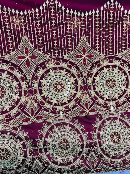 NIGERAIN JAMUNI COLOUR BADED GEORGE FABRIC