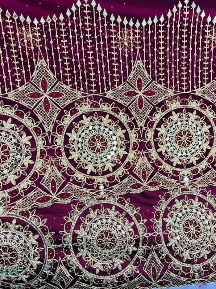 NIGERAIN JAMUNI COLOUR BADED GEORGE FABRIC - Image 1