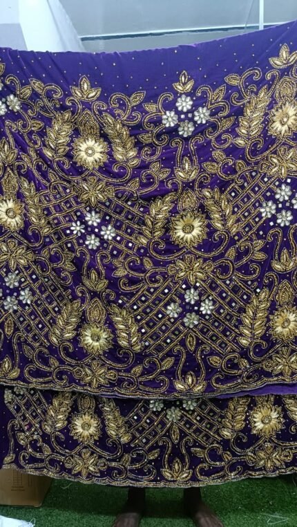 NIGERAIN BLUE COLOUR BEADED GEORGE FABRIC