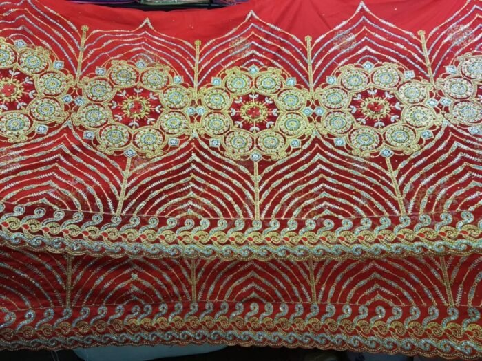 NIGERAIN RED COLOUR CRISTAL GEORGE FABRIC - Image 1