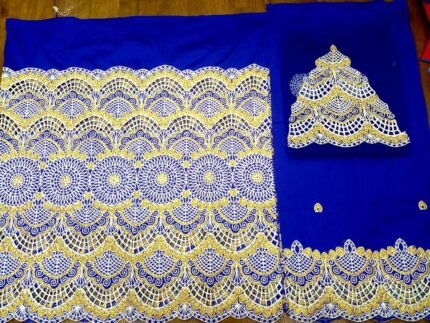 NIGERAIN BLUE COLOUR BEADED GEORGE FABRIC