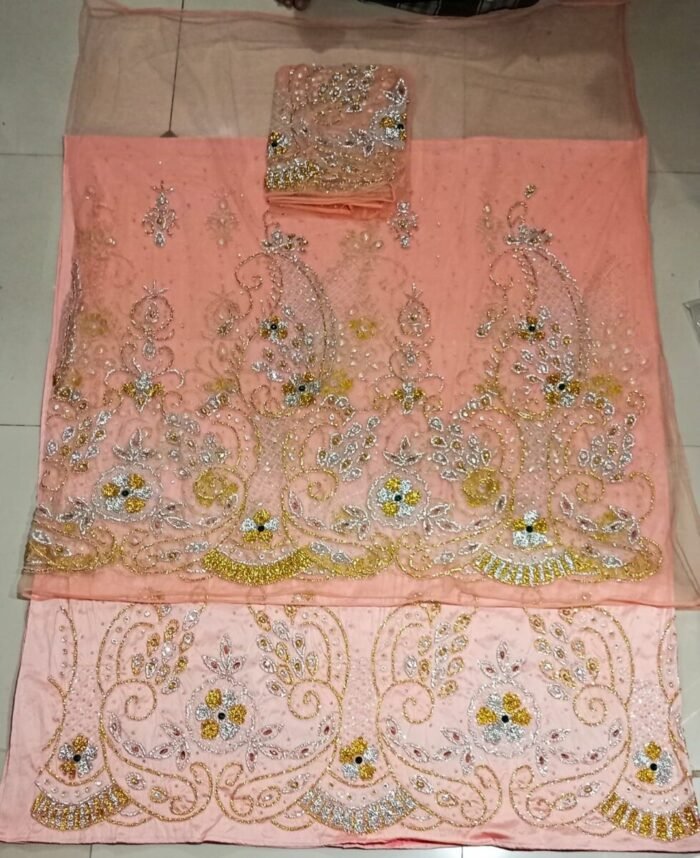 NIGERAIN LIGHT PINK COLOUR CRISTAL GEORGE FABRIC - Image 1