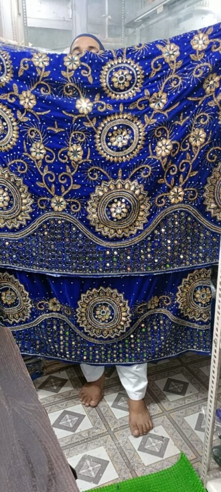 NIGERAIN BLUE COLOUR BEADED GEORGE FABRIC