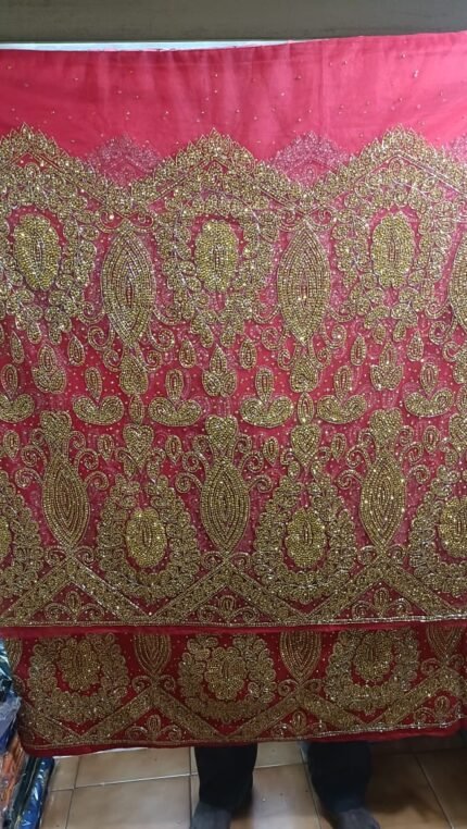 NIGERAIN BABY PINK COLOUR BEADED GEORGE FABRIC