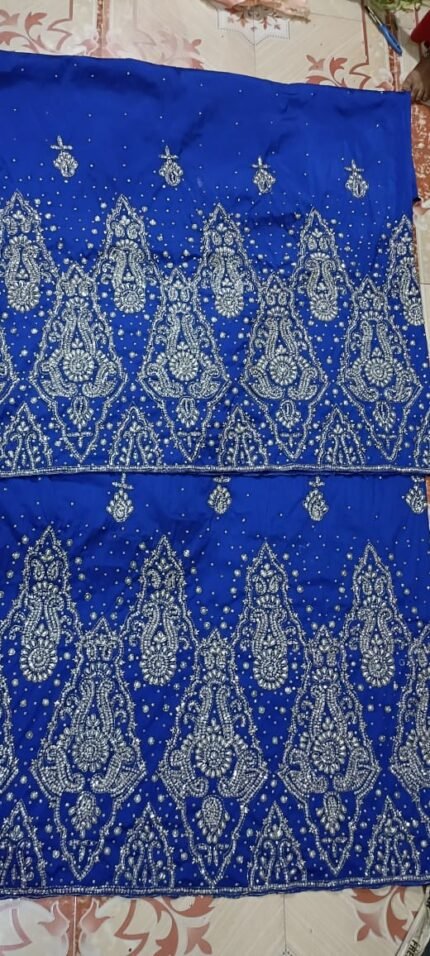 NIGERAIN BLUE COLOUR BEADED GEORGE FABRIC