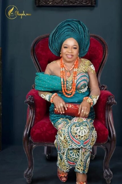 NIGERAIN GREEN COLOUR BEADED GEORGE FABRIC