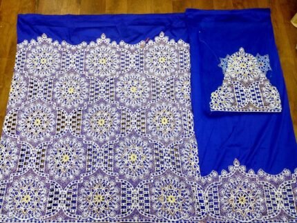 NIGERAIN BLUE COLOUR BEADED GEORGE FABRIC