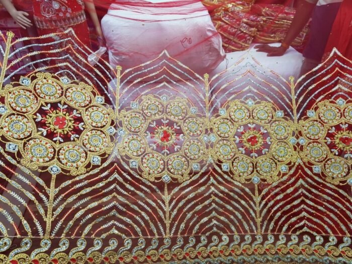 NIGERAIN RED COLOUR CRISTAL GEORGE FABRIC - Image 1