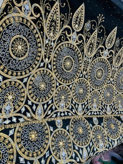 NIGERAIN BLACK COLOUR BEADED GEORGE FABRIC