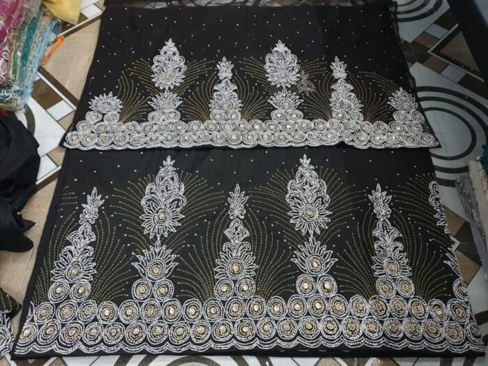 NIGERAIN BLACK COLOUR CRISTAL GEORGE FABRIC - Image 1