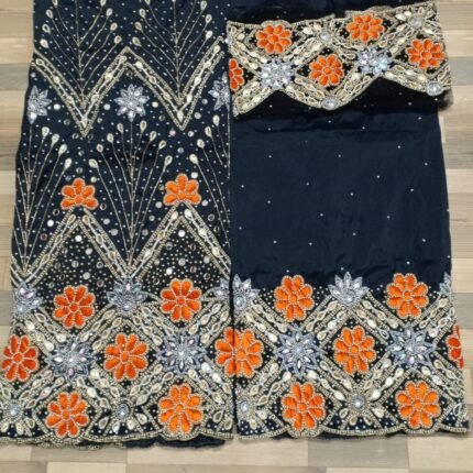 NIGERAIN BLACK COLOUR CRISTAL GEORGE FABRIC