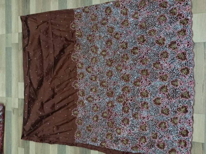 NIGERAIN BROWN COLOUR CRISTAL GEORGE FABRIC - Image 1