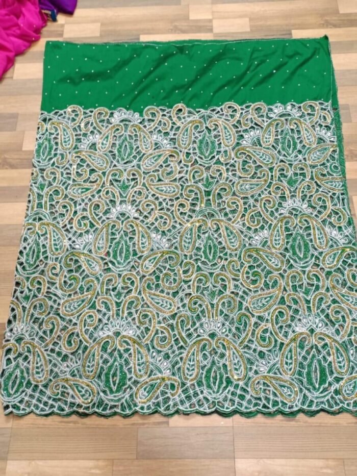 NIGERAIN GREEN COLOUR CRISTAL GEORGE FABRIC - Image 1