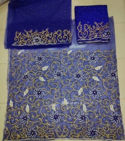 NIGERAIN BLUE COLOUR CRISTAL GEORGE FABRIC