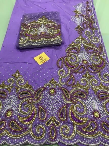 NIGERAIN PURPLE COLOUR CRISTAL GEORGE FABRIC