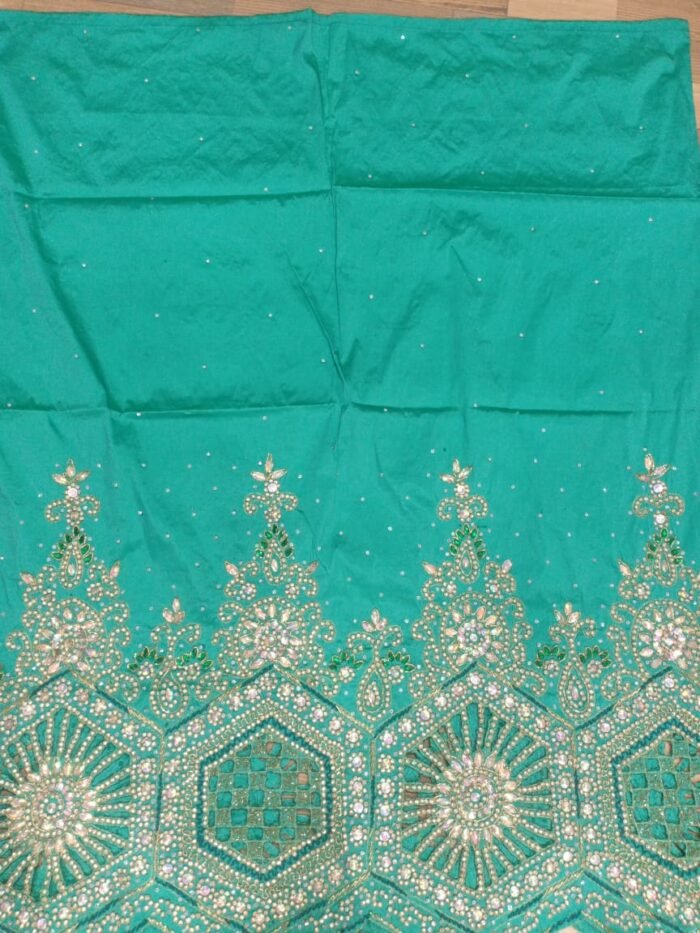 african light green beaded george fabric - Image 1