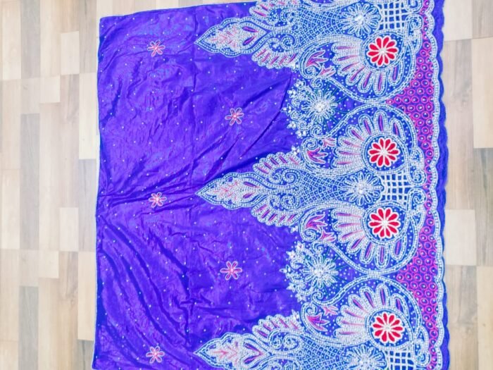 african blue beaded george fabric - Image 1