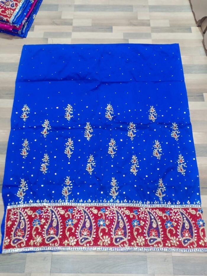 african blue beaded george fabric - Image 1