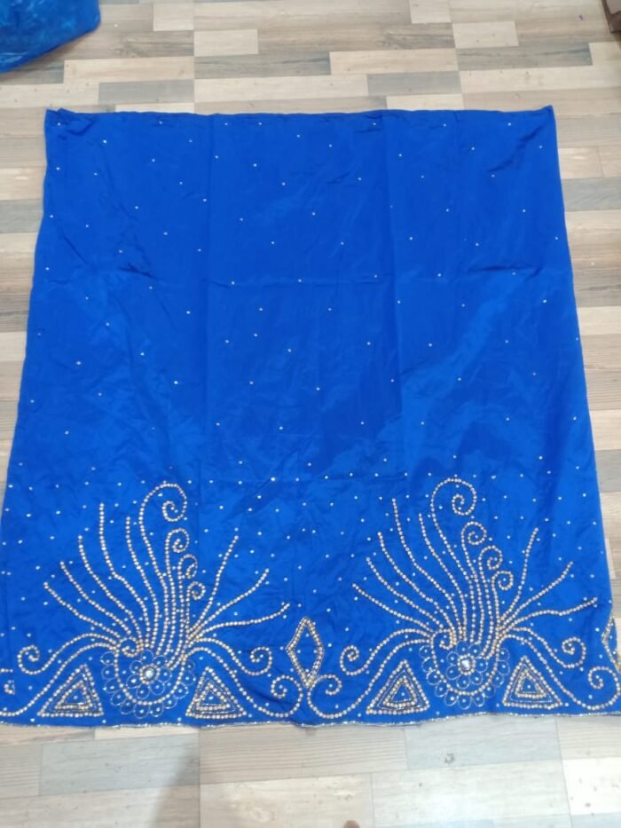 african blue beaded george fabric - Image 1