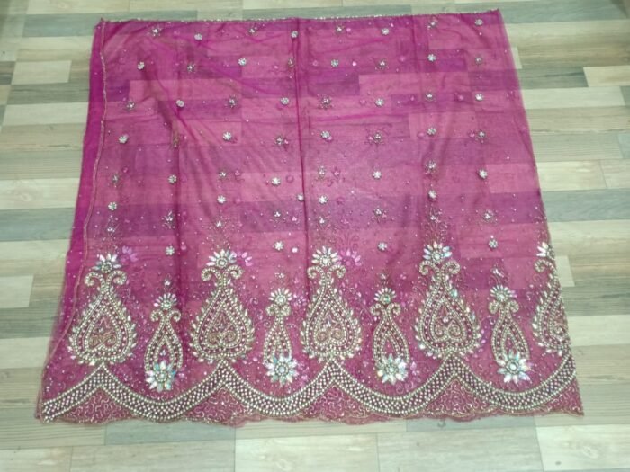 african pink beaded george fabric - Image 1