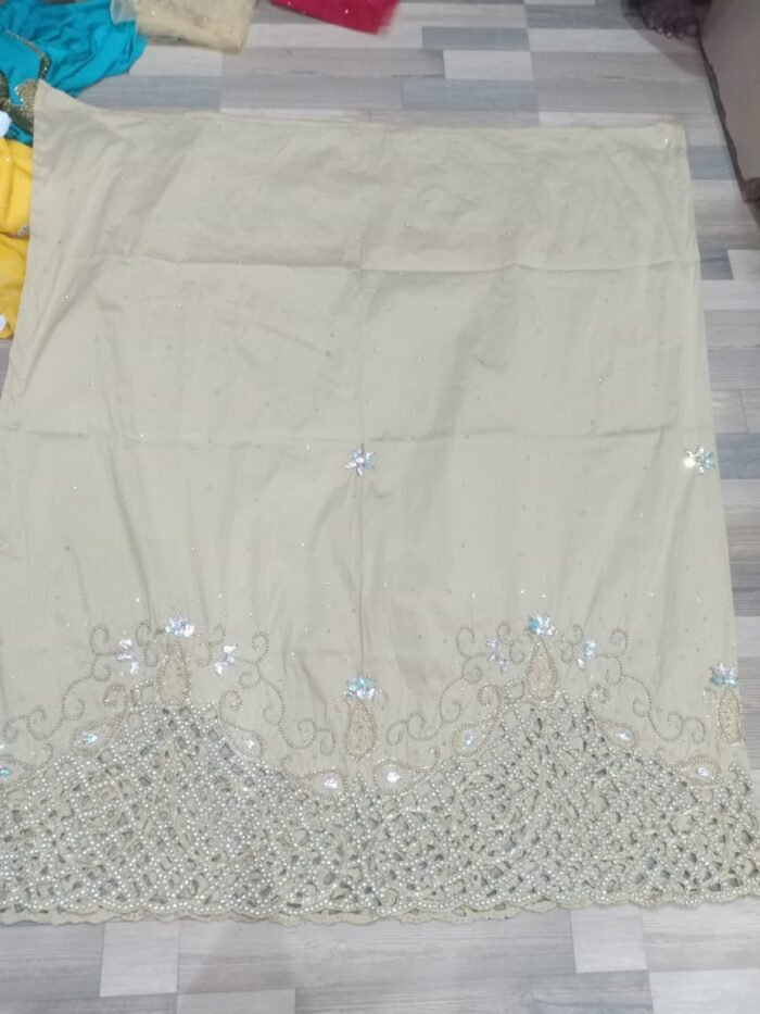african white beaded george fabric - Image 1