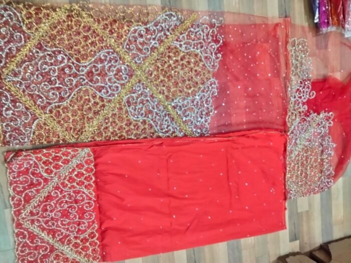 African Red Beaded George fabric - Image 1