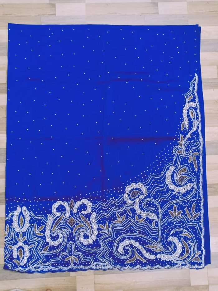 african blue beaded george fabric - Image 1