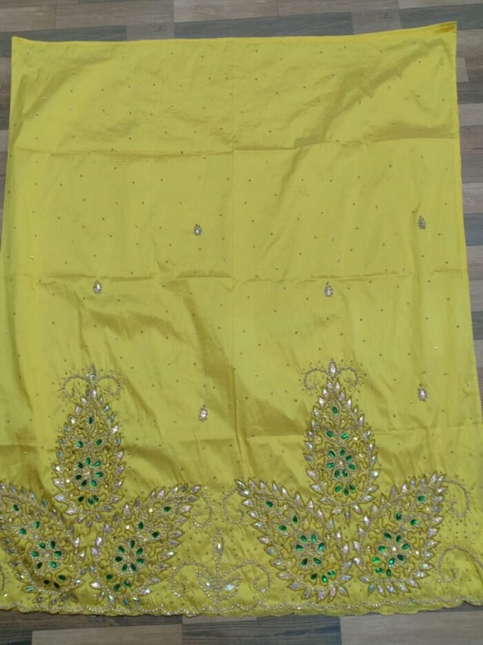 african yellow beaded george fabric - Image 1