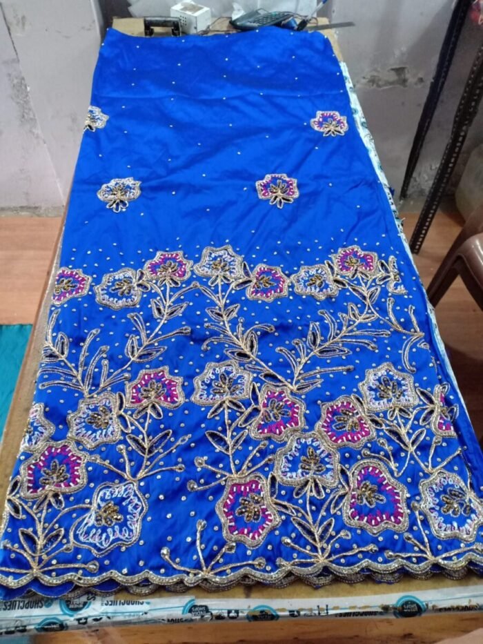 african blue beaded george fabric - Image 1