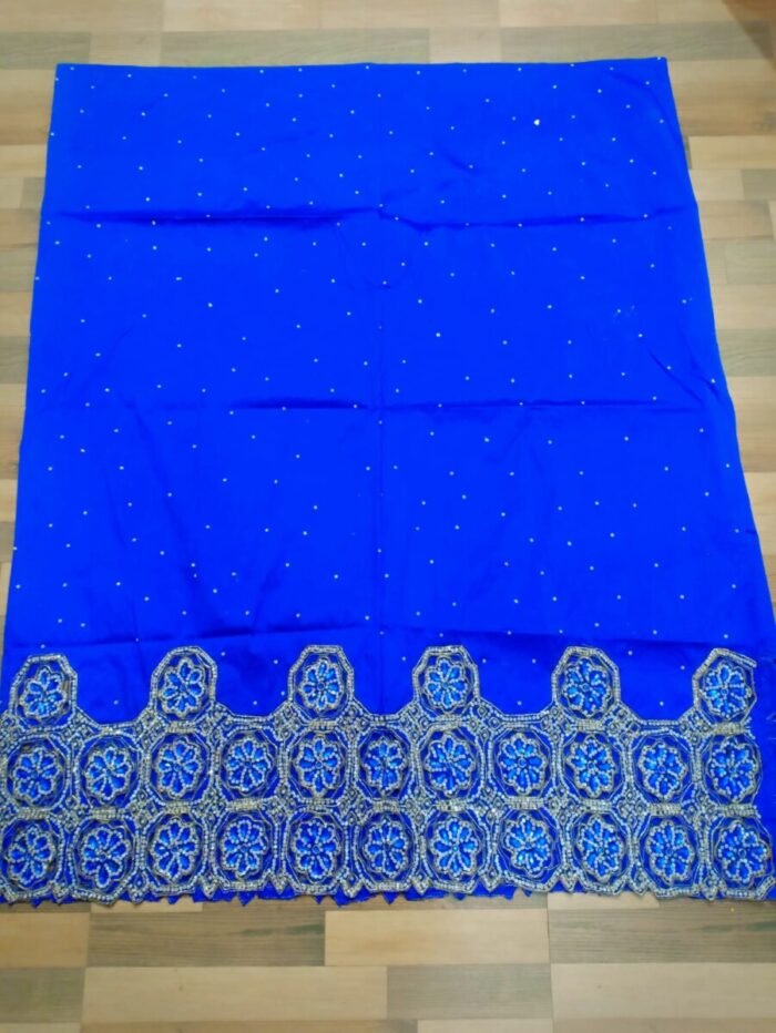 african blue beaded george fabric - Image 1