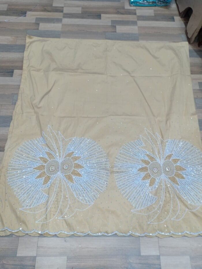african yellow beaded george fabric - Image 1