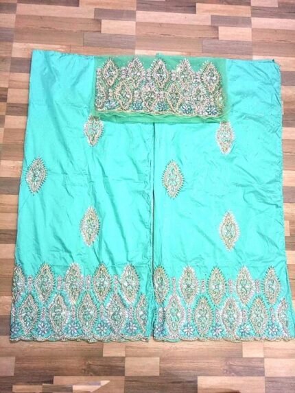 african sky blue beaded george fabric