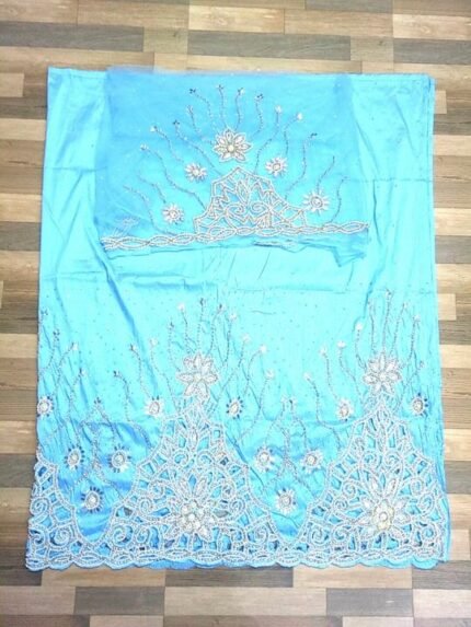 african sky blue beaded george fabric