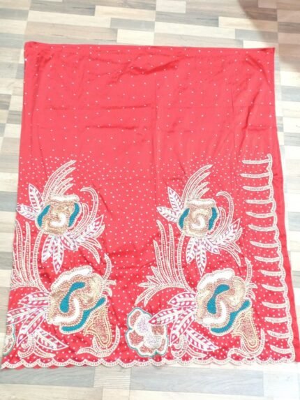 African Red Beaded George fabric