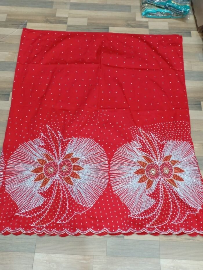 African Red Beaded George fabric - Image 1