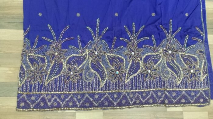 african blue beaded george fabric - Image 1