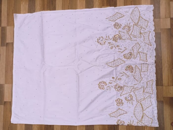 african white beaded george fabric - Image 1