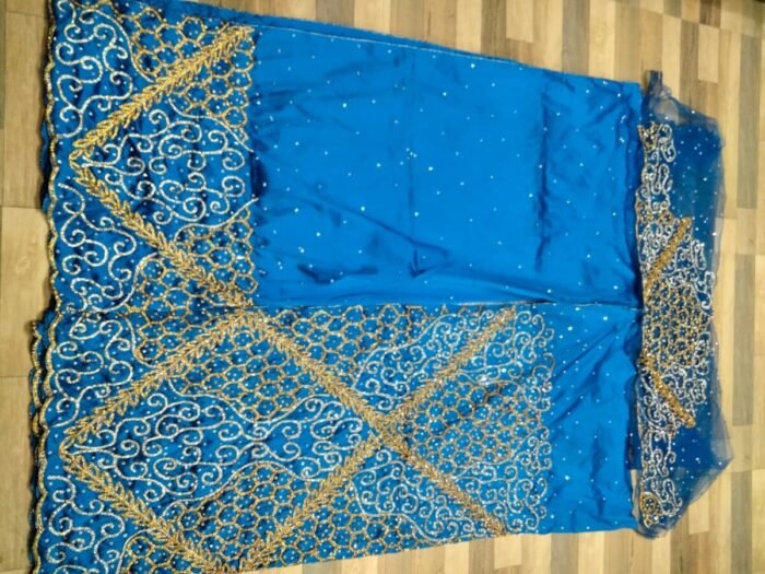 african blue beaded george fabric - Image 1
