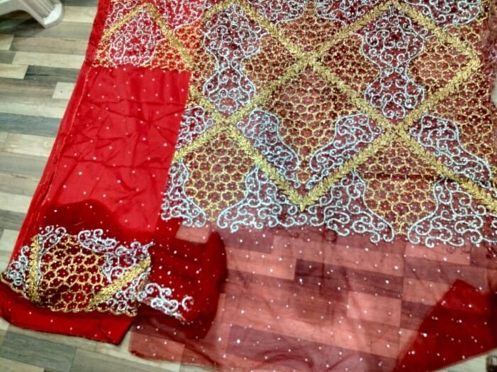 African Red Beaded George fabric - Image 1