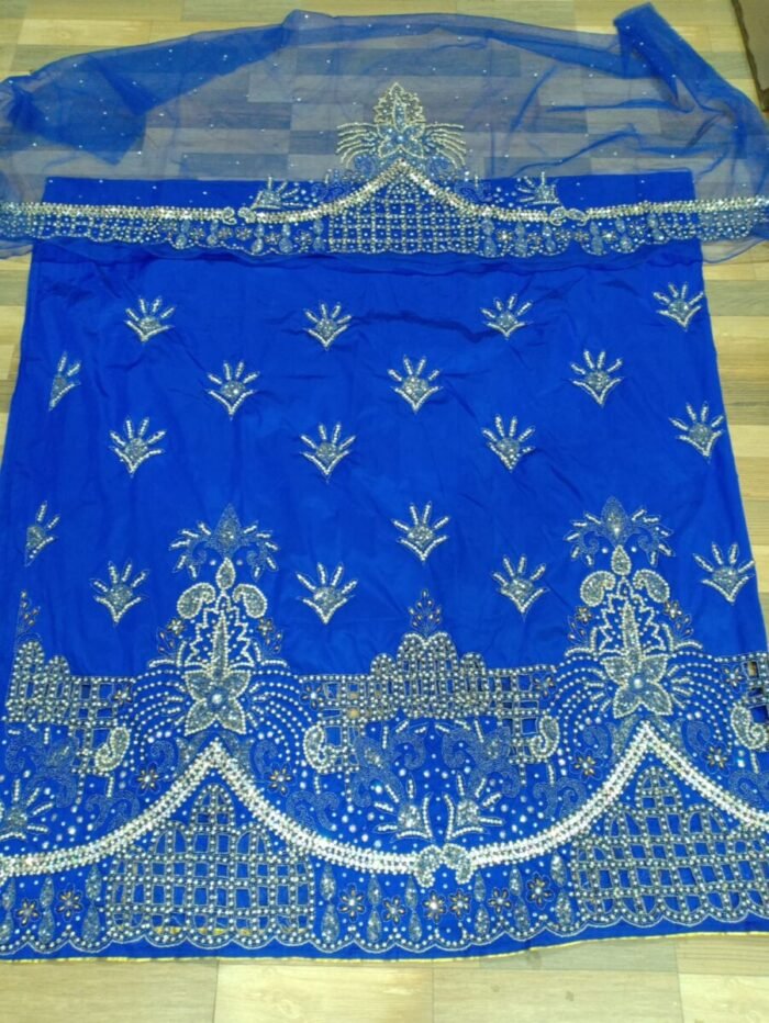 african blue beaded george fabric - Image 1