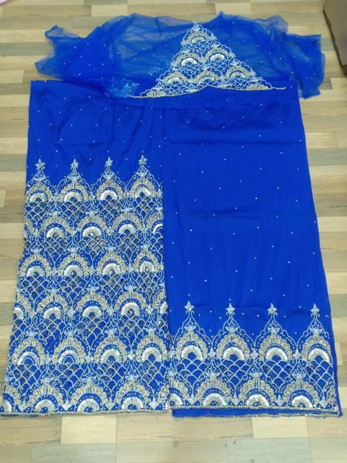 african blue beaded george fabric - Image 1